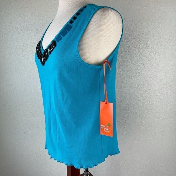 NWT Hearts of Palm Tank Blue Top Size Petite L - Picture 4 of 8